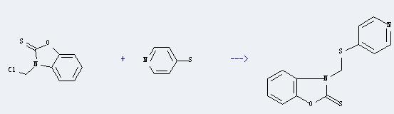 4-Mercaptopyridine can react with 3-chloromethyl-3H-benzooxazole-2-thione to get 3-(pyridin-4-ylsulfanylmethyl)-3H-benzooxazole-2-thione